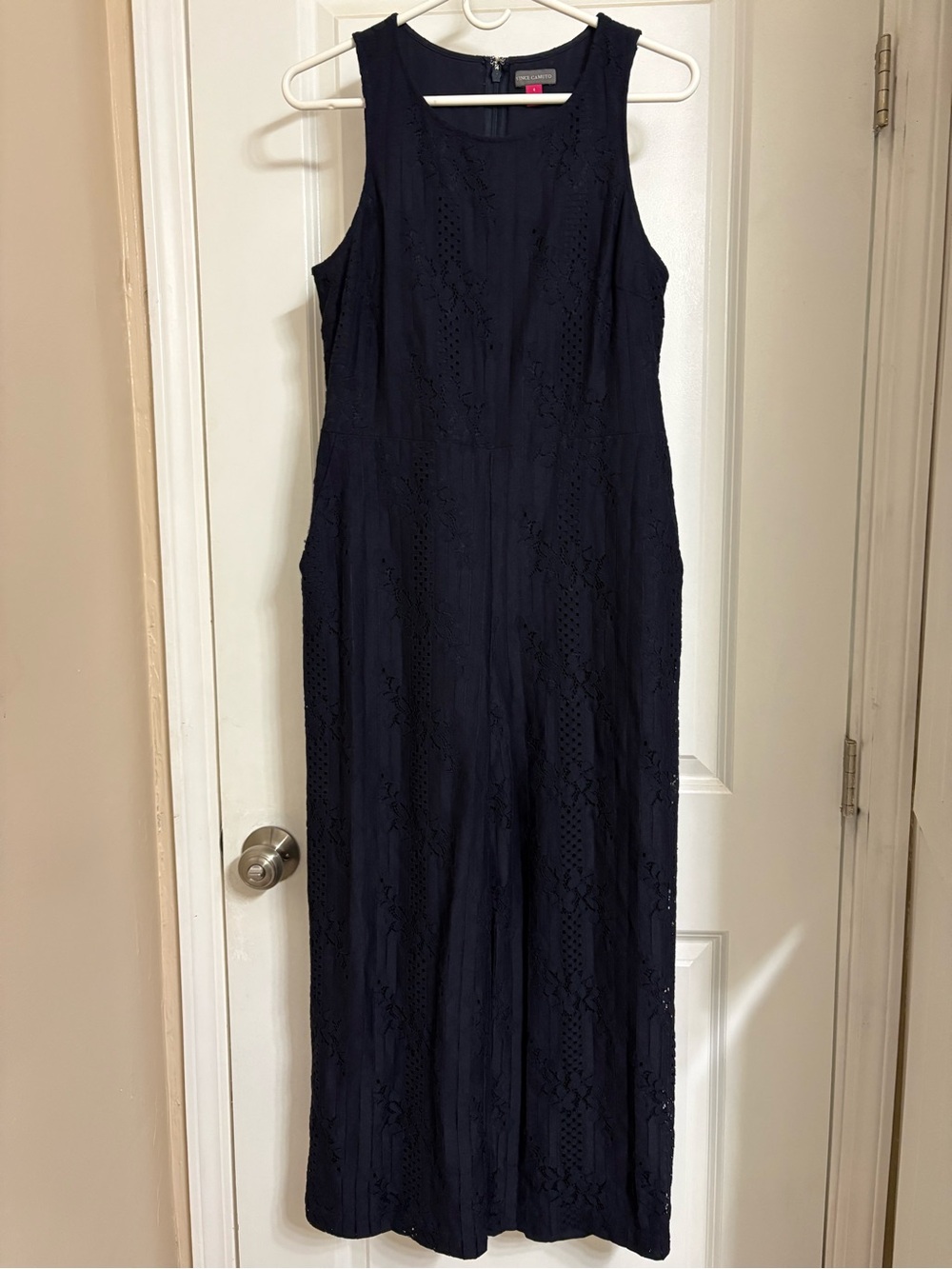 Vince Camuto Navy Eyelet Jumpsuit